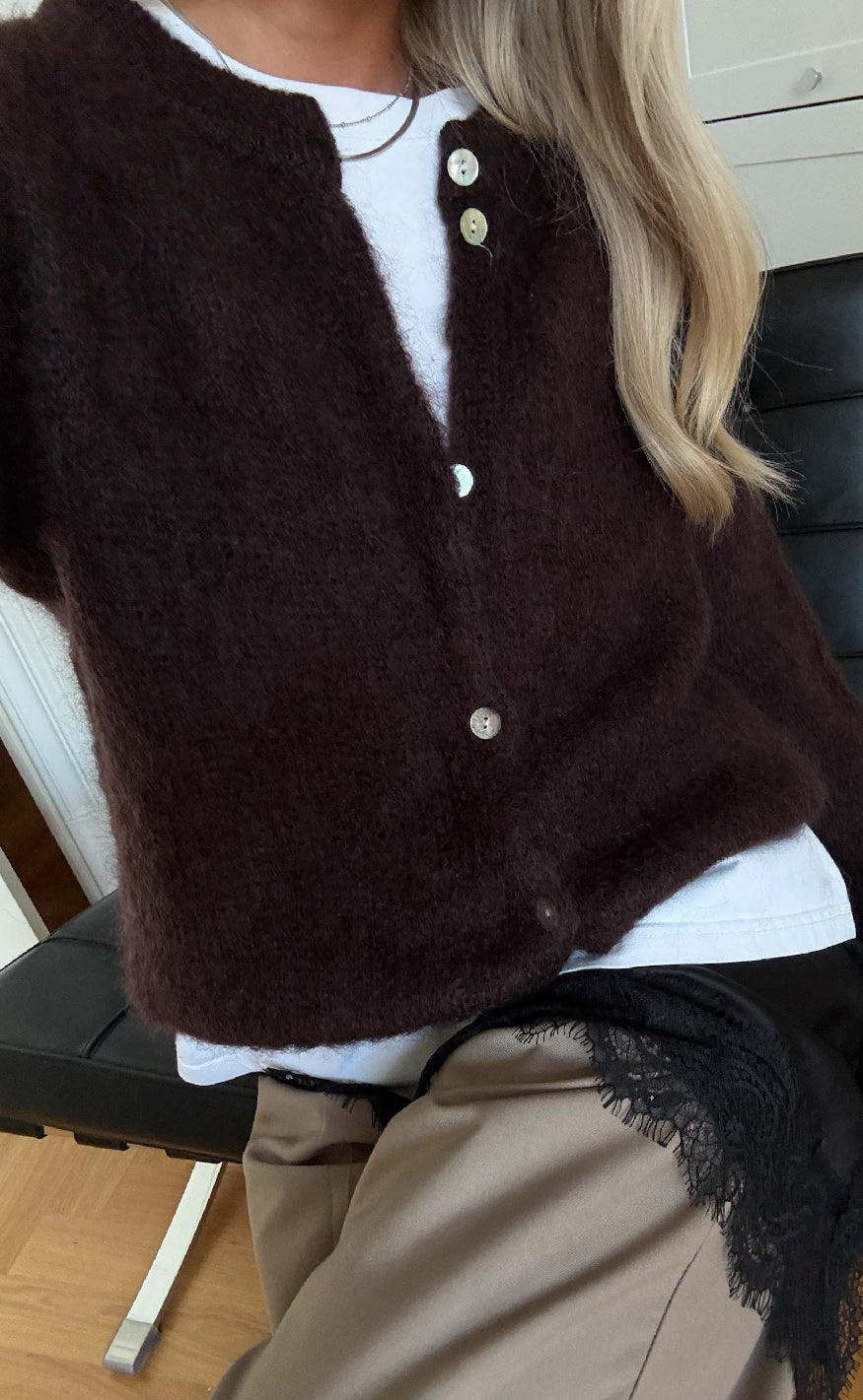 Noella Cardigan - N-Kae Mohair - Dark Brown Chocolate